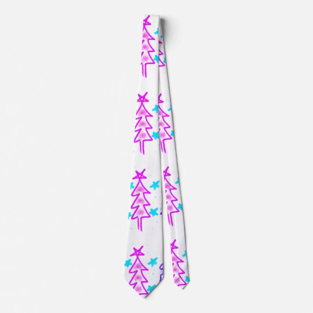 Rosa Lila doodle julgran stars helgdag pa Slips (Framsida)