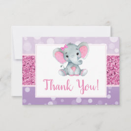Rosa lila elefant Tackkort Shower Födelsedag