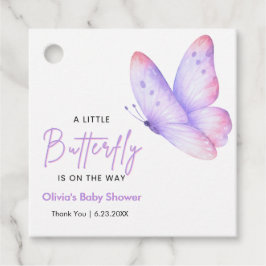 Rosa Lila En Liten Fjäril Baby Shower  Gåvor Etiketter