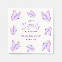 Rosa lila En liten fjäril Baby Shower  Pappersservett