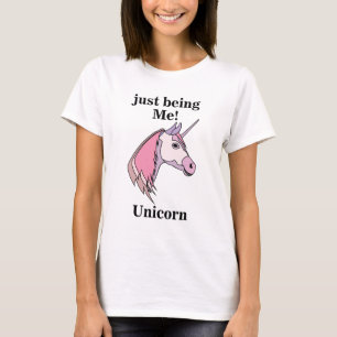 Rosa Lila Enhörningshuvud T Shirt