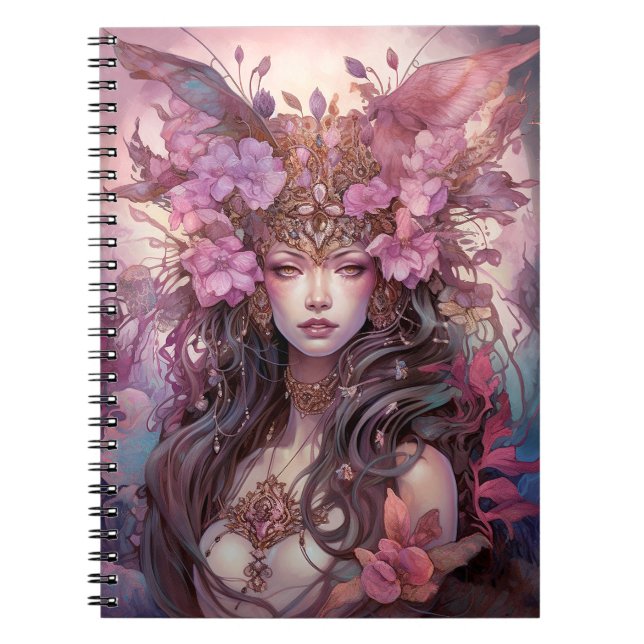 Rosa Lila Fairy Queen Fantasy Art Anteckningsbok (Framsidan)