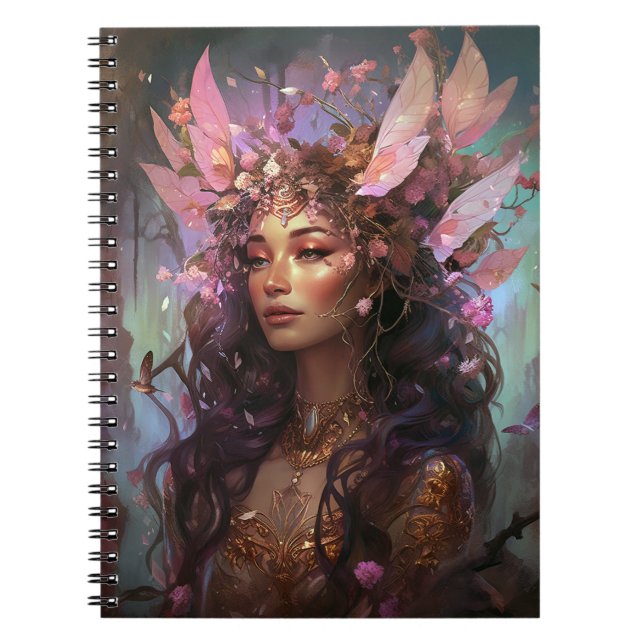 Rosa Lila Fairy Queen Fantasy Art Anteckningsbok (Framsidan)