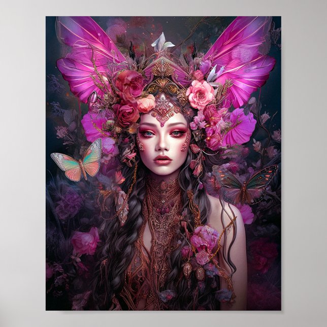 Rosa Lila Fairy Queen Fantasy Art Poster (Framsidan)