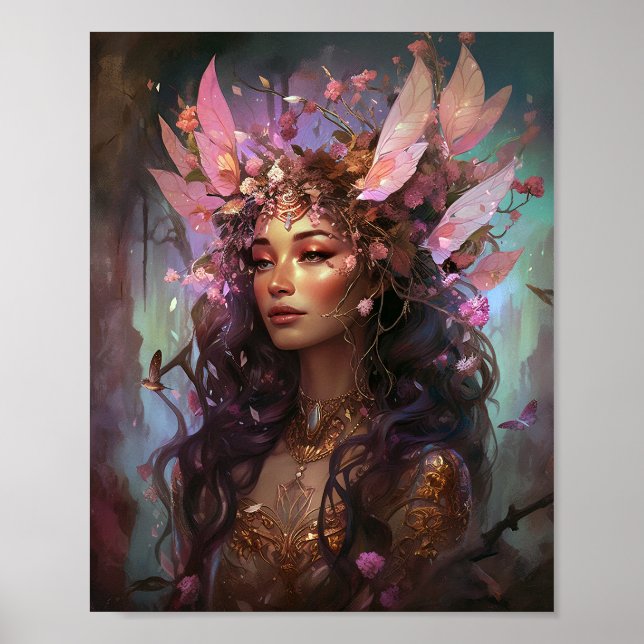 Rosa Lila Fairy Queen Fantasy Art Poster (Framsidan)