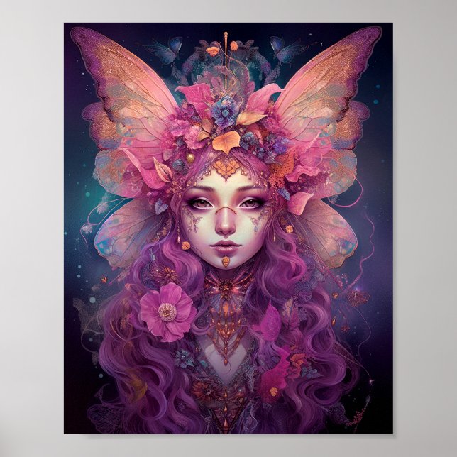 Rosa Lila Fairy Queen Fantasy Art Poster (Framsidan)