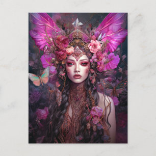 Rosa Lila Fairy Queen Fantasy Art Vykort