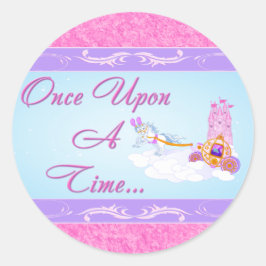 Rosa, Lila Fairy Tale Bröllop Sticker 3 Runt Klistermärke