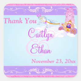 Rosa, Lila Fairy Tale Wedding Favor Sticker 2 Fyrkantigt Klistermärke