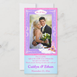 Rosa, Lila Fantasy Fairy Tale Bröllop Photo Card Tack Kort