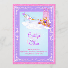Rosa, Lila Fantasy Fairytale bröllopsinbjudning Inbjudningar