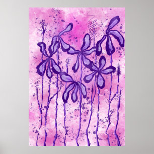 Rosa/Lila Färgplatter & Lilies Poster