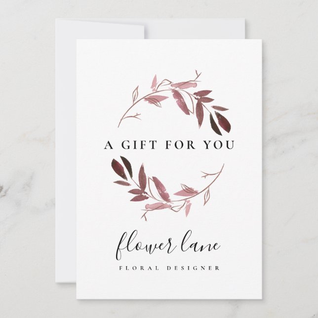 ROSA LILA FAUNA WREATH GIFT CERTIFICATE CARD JULKORT (Framsida)