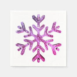 Rosa Lila Faux Glitter Snowflake-jul Pappersservett