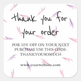 Rosa Lila Featherska utslag Tack för beställning Fyrkantigt Klistermärke