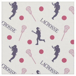 Rosa/Lila Female Lacrosse Player Mönster Tyg