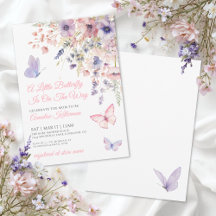 Rosa Lila Fjäril Blommig Baby Shower