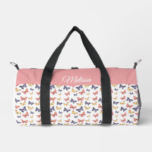 Rosa lila fjärilar Monogram Namn Resväska