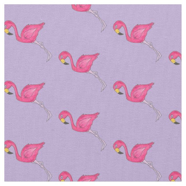 Rosa Lila Flamingo Tropical Island Bird Print Tyg (Närbild)