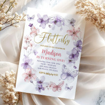 Rosa Lila Flutterby Blommig Fjäril Födelsedag