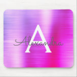 Rosa Lila Foil Monogram Namn Mousepad Musmatta<br><div class="desc">Rosa och Lila Faux Brushed Metall Monogram Namn Monogram Mousepad. Den här muspekaren kan anpassas till din första namn.</div>