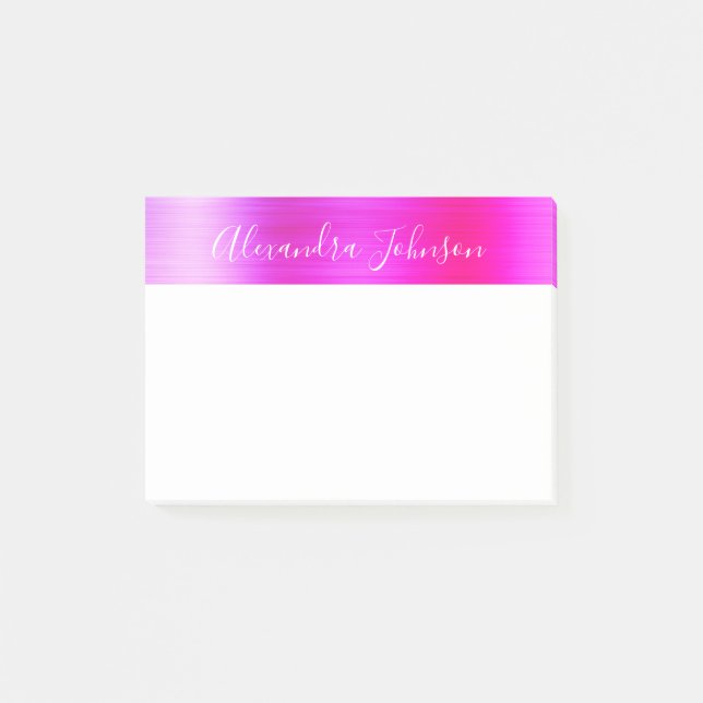 Rosa Lila Foil Professionell Business Post-it Block (Framsida)