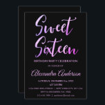 Rosa Lila Foil Sweet 16 Sexton födelsedagar Inbjudningar<br><div class="desc">Rosa och Lila Ombre Foil Sweet 16 Sexton Födelsedagsfest inbjudan. Modern Foil and Black Sweet 16 Födelsedagsfest inbjudan är perfekt för en modern Sweet sixteen.</div>