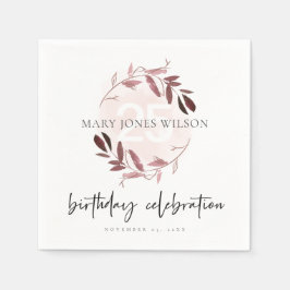 ROSA LILA FOLIAGE WREATH ALLA ÅLDER 25:E BIRTHDAG PAPPERSSERVETT