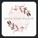 ROSA LILA  FOLIAGE WREATH EVENTUELL AGE BIRTHDAY FYRKANTIGT KLISTERMÄRKE<br><div class="desc">Om du vill ha fler anpassningar eller andra matchande artiklar kan du kontakta mig på yellowfebstudio@gmail.com</div>
