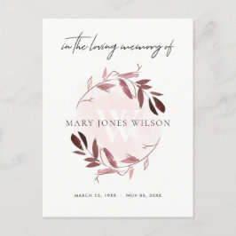 ROSA LILA FOLIAGE WREATH MEMORIAL TACK INBJUDAN VYKORT