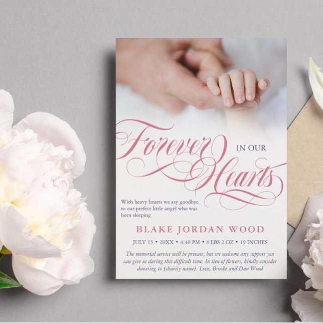Rosa Lila för evigt i våra hjärtan Baby Meddelande (Skapare uppladdad)