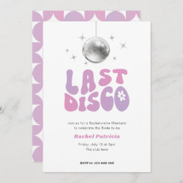 rosa lila förra disco, retro bachelorette-partiet inbjudningar