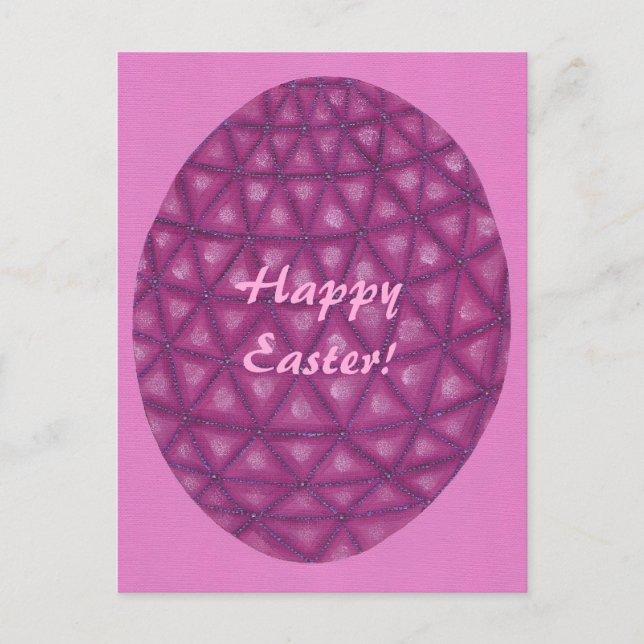 Rosa Lila Geometric Glad påsk Egg-vykort Helg Vykort (Framsida)