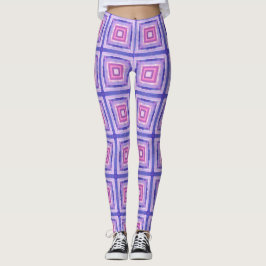 Rosa & Lila Geometriska Fyrkantiga Leggings