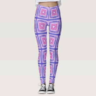 Rosa & Lila Geometriska Fyrkantiga Leggings