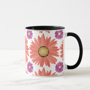 Rosa Lila Gerber Daisy Flowers Blommönster Mugg
