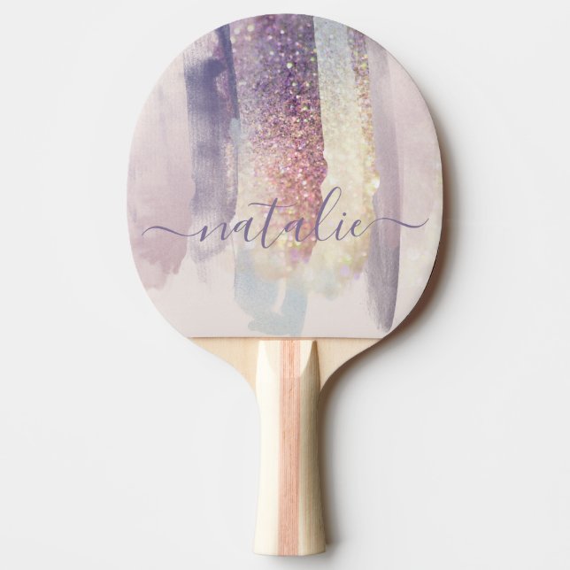 Rosa lila giglila glitter pingisracket (Framsidan)