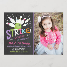 Rosa Lila Girl Girl Girl  Girl Bowling Birthday Inbjudningar