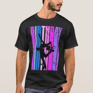Rosa Lila Girls Ice Skating Birthday Retro Squad T Shirt