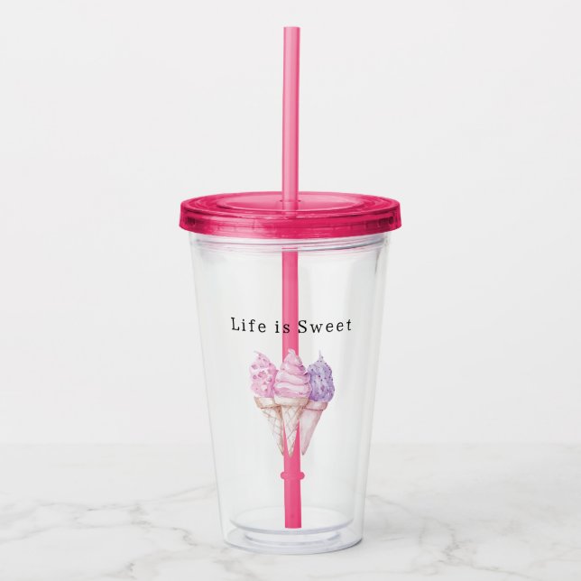 Rosa lila glasskoner   take away mugg (Framsida)