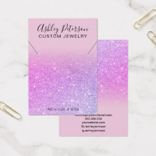 Rosa lila glitter chic necklace visning visitkort