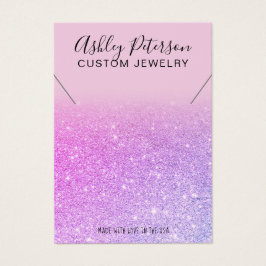 Rosa lila glitter chic necklace visning visitkort