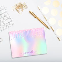 Rosa lila glitter droppar holografisk namn
