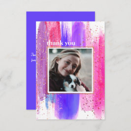 Rosa & lila glitter examens kort för tack