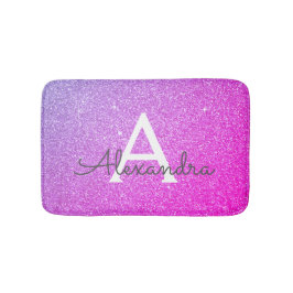 Rosa Lila Glitter Gnistra Monogram Bath Mat Badrumsmatta