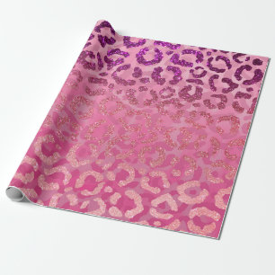 Rosa Lila Glitter Leopard Animal Print Gradient Presentpapper