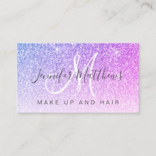 Rosa Lila Glitter Makeup Artist Hair Salon Visitkort