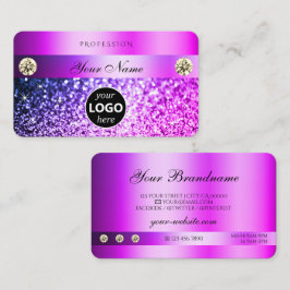 Rosa Lila Glitter med diamanter och Logotyp Visitkort