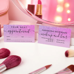 Rosa lila glitter ombre lyxig möteskort tidsbeställning kort