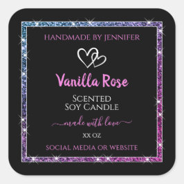 Rosa Lila Glitter produktförpackningsetiketter Bla Fyrkantigt Klistermärke